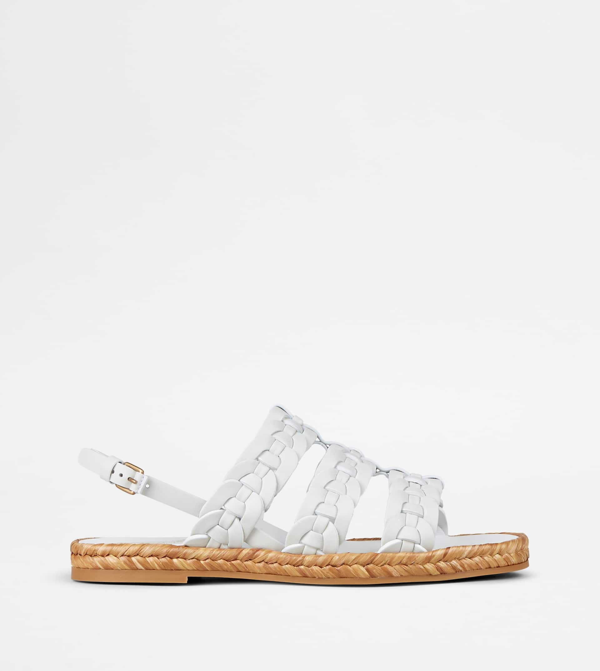 SANDALS IN LEATHER - WHITE - 1