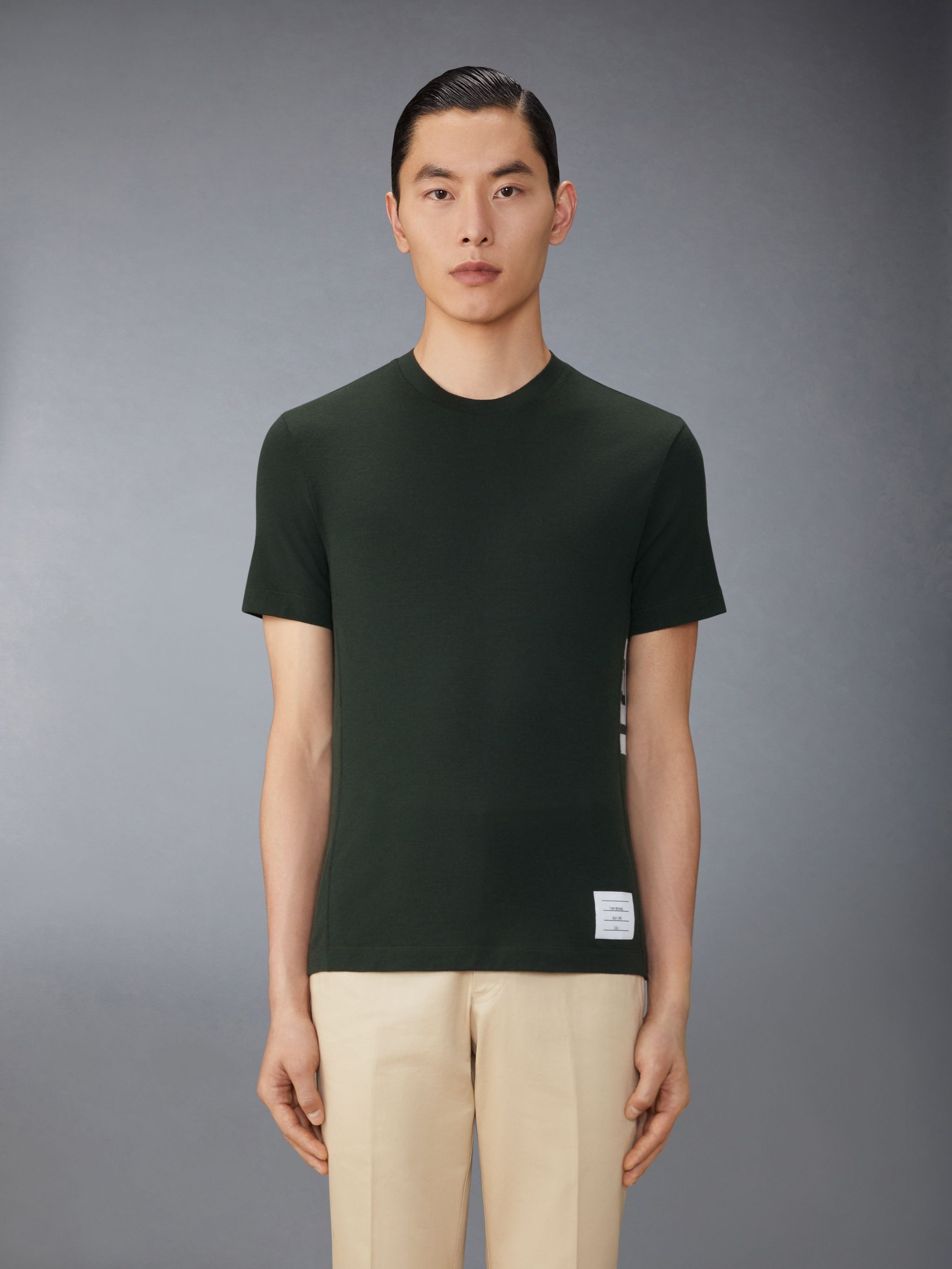 stripe-detailing wool T-shirt - 1
