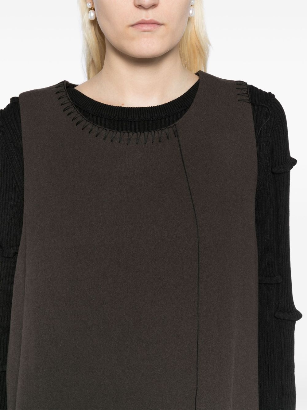 tonal-stitched dress - 5