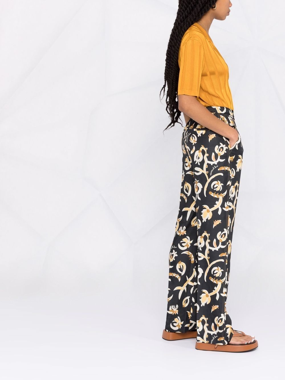graphic floral-print elasticated-waist trousers - 6