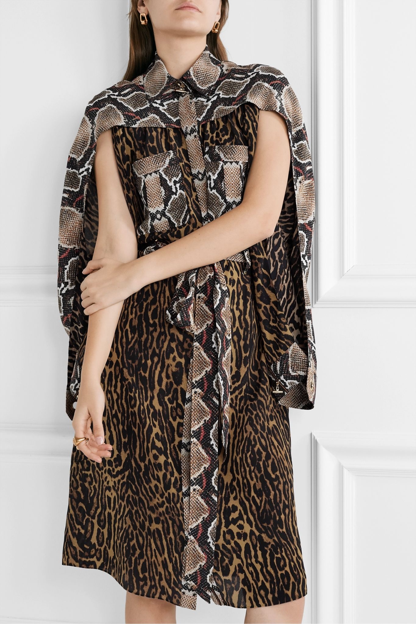 Belted animal-print silk-crepe dress - 6