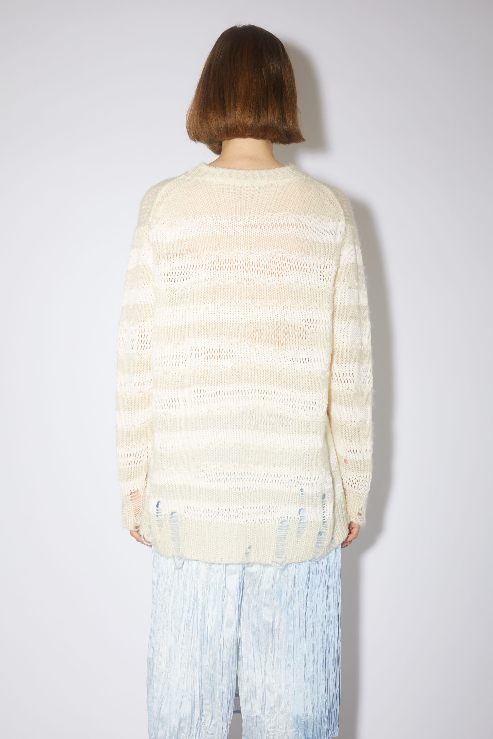Distressed stripe jumper - Off white/white - 3