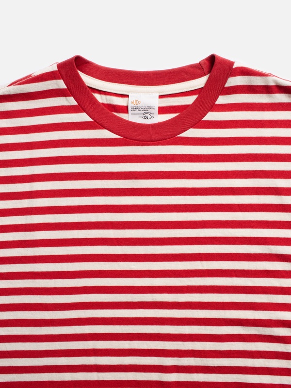 Leffe Breton Stripe Tee Offwhite/Red - 3