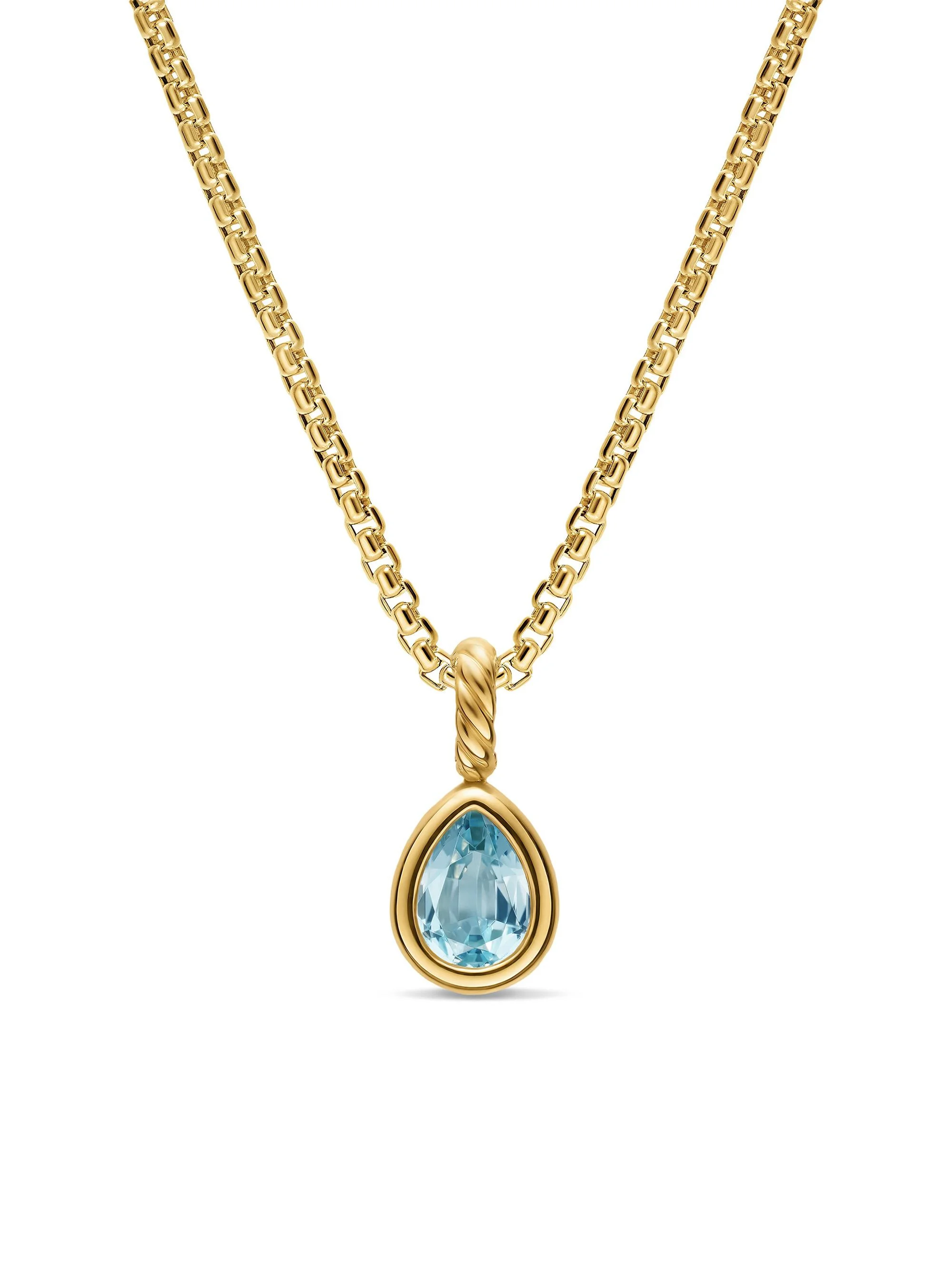 Women's Mini Pear Cut Amulet in 18K Yellow Gold, 11MM - Sky Blue Topaz - 1