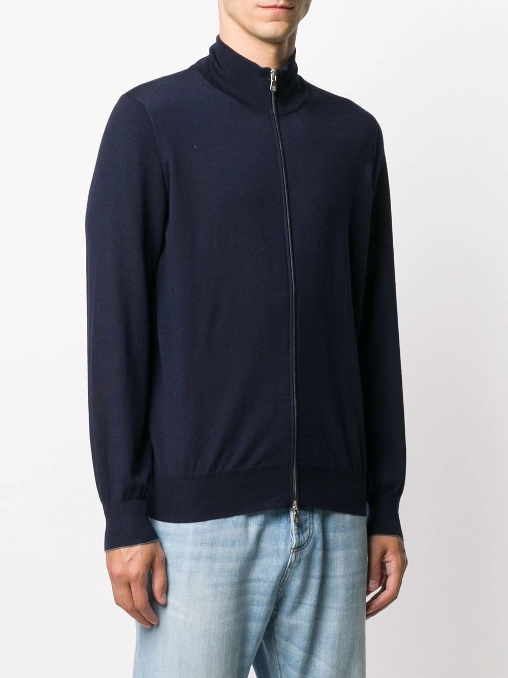 high-neck zip-through sweater - 3