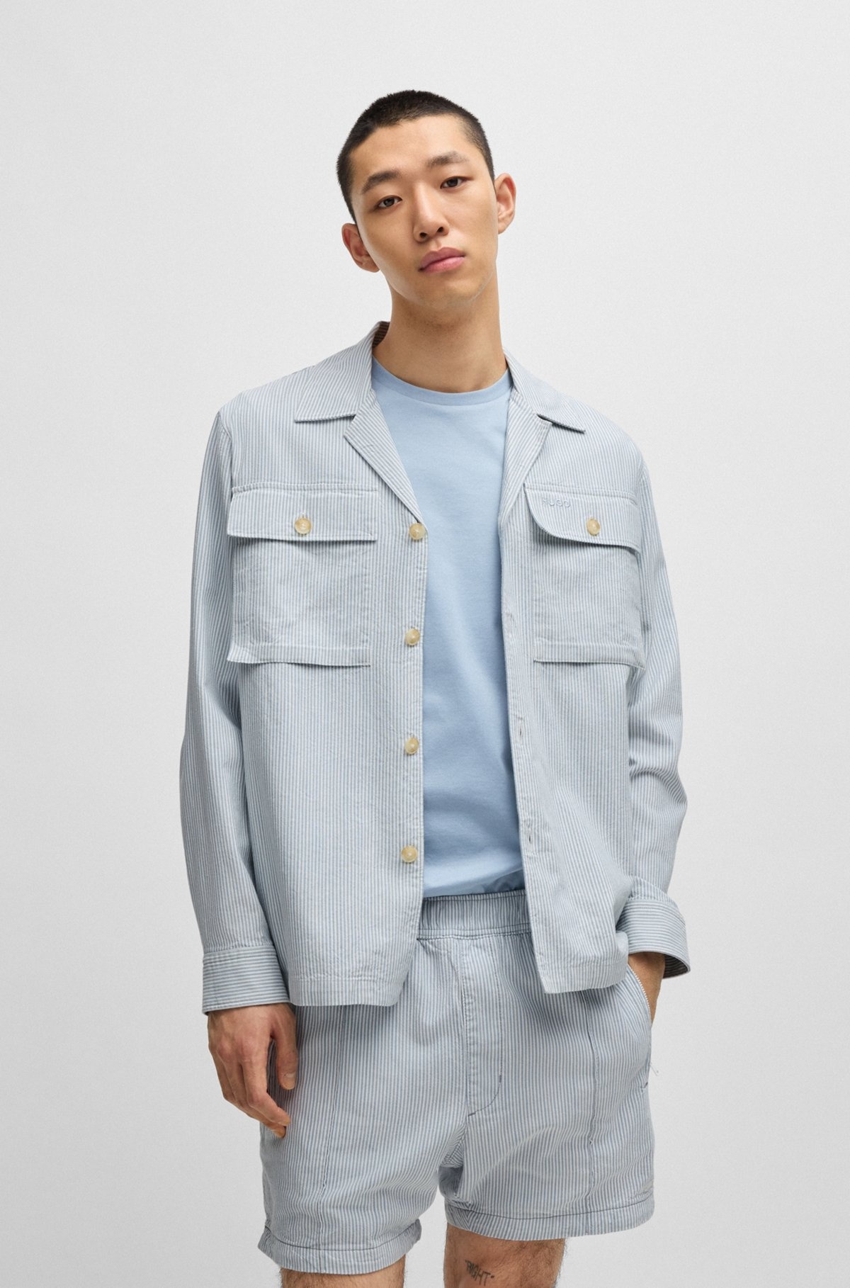 OVERSIZE-FIT OVERSHIRT IN A STRIPED OXFORD COTTON BLEND - 2
