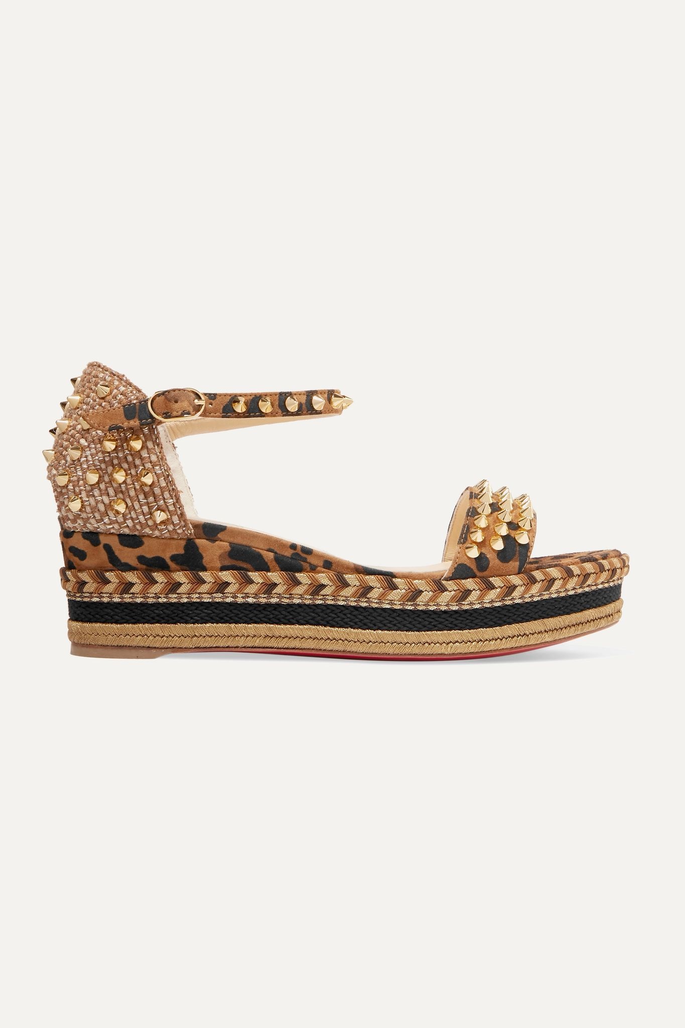 Madmonica 60 spiked leopard-print suede espadrille wedge sandals - 1