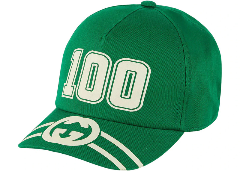 Gucci 100 Baseball Velcro Strap Cap Green/White 1