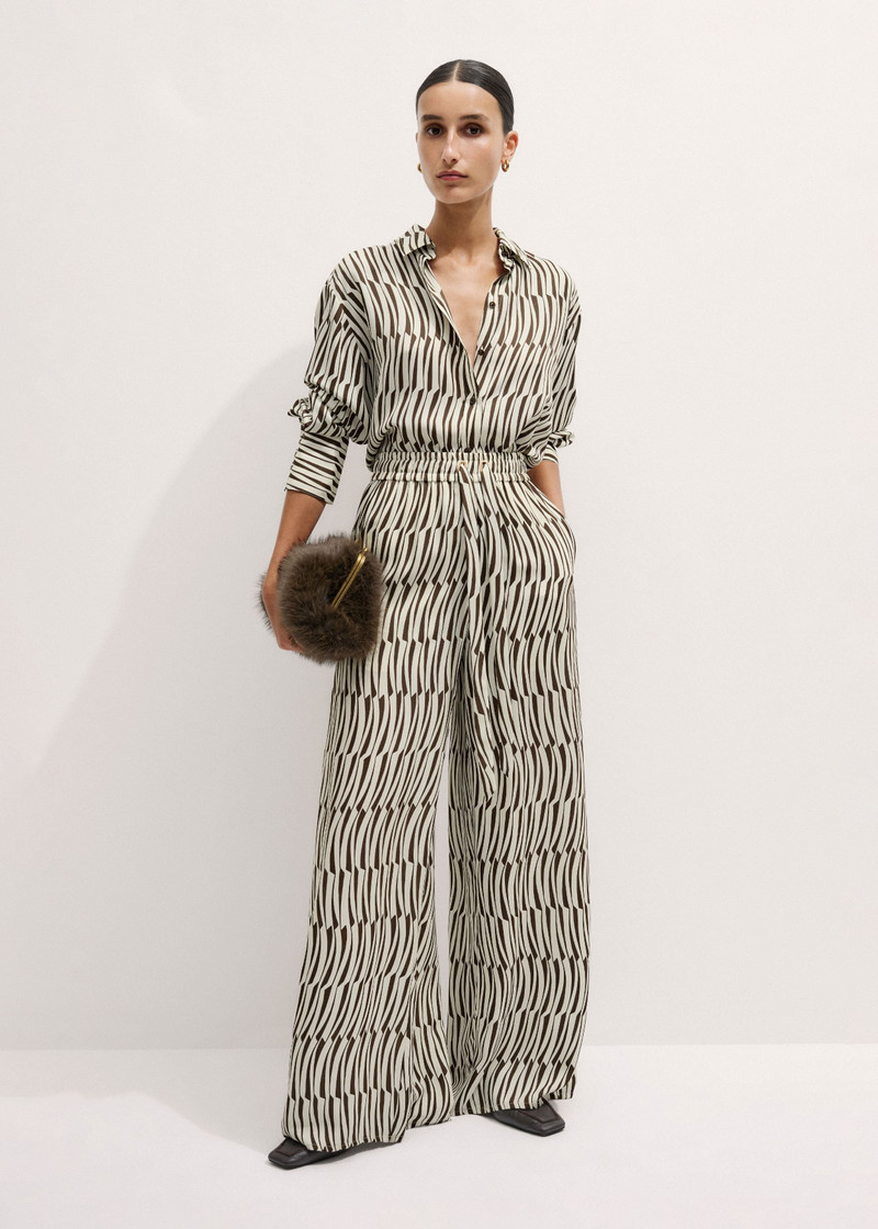 Silk Linear Keys Print Wide-Leg Pant 1