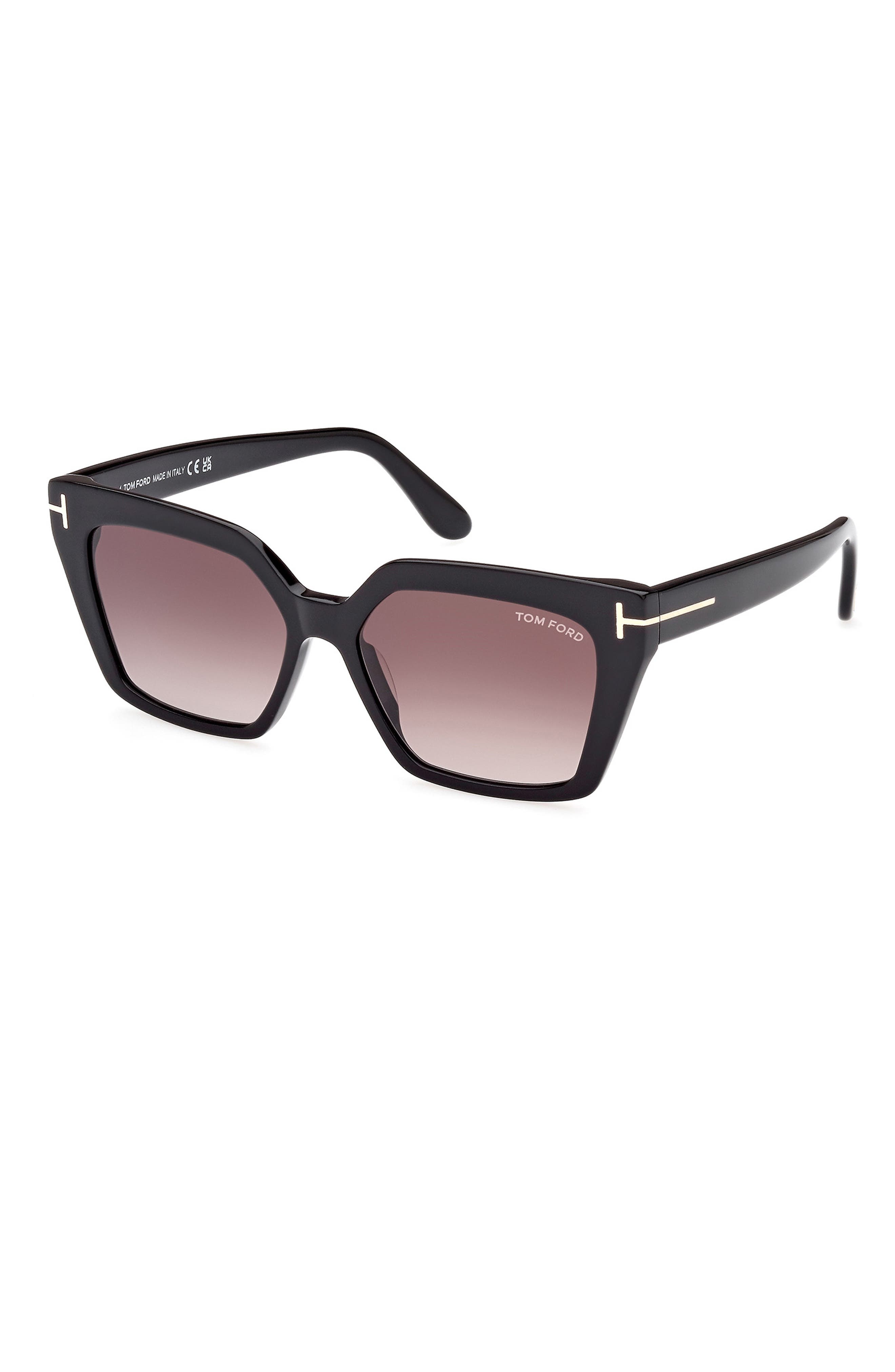 TOM FORD Winona 53mm Gradient Cat Eye Sunglasses in Shiny Black /Gradient Rose at Nordstrom - 2