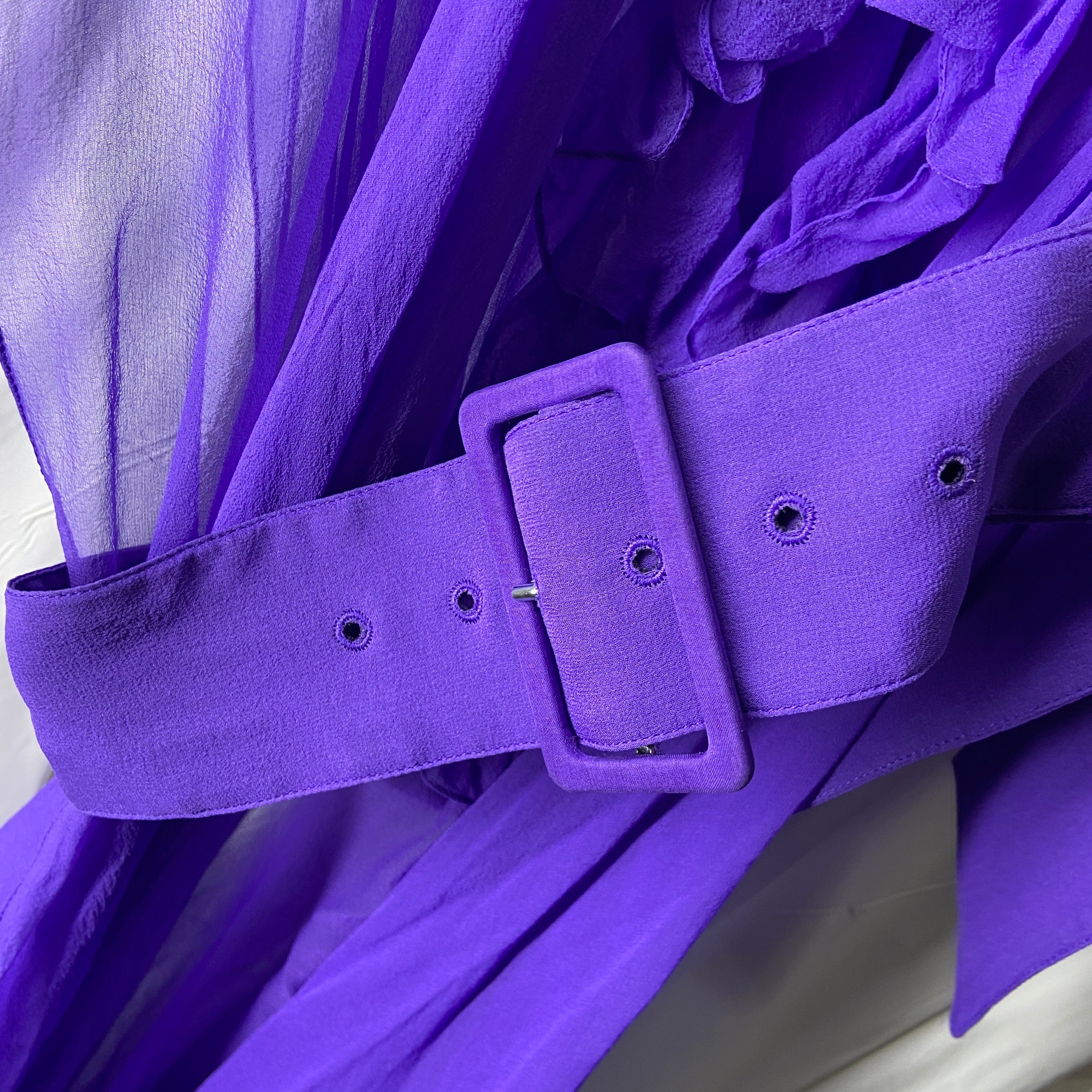 Balenciaga fall 2017 ultra violet belted silk-mousseline dress OS - 12