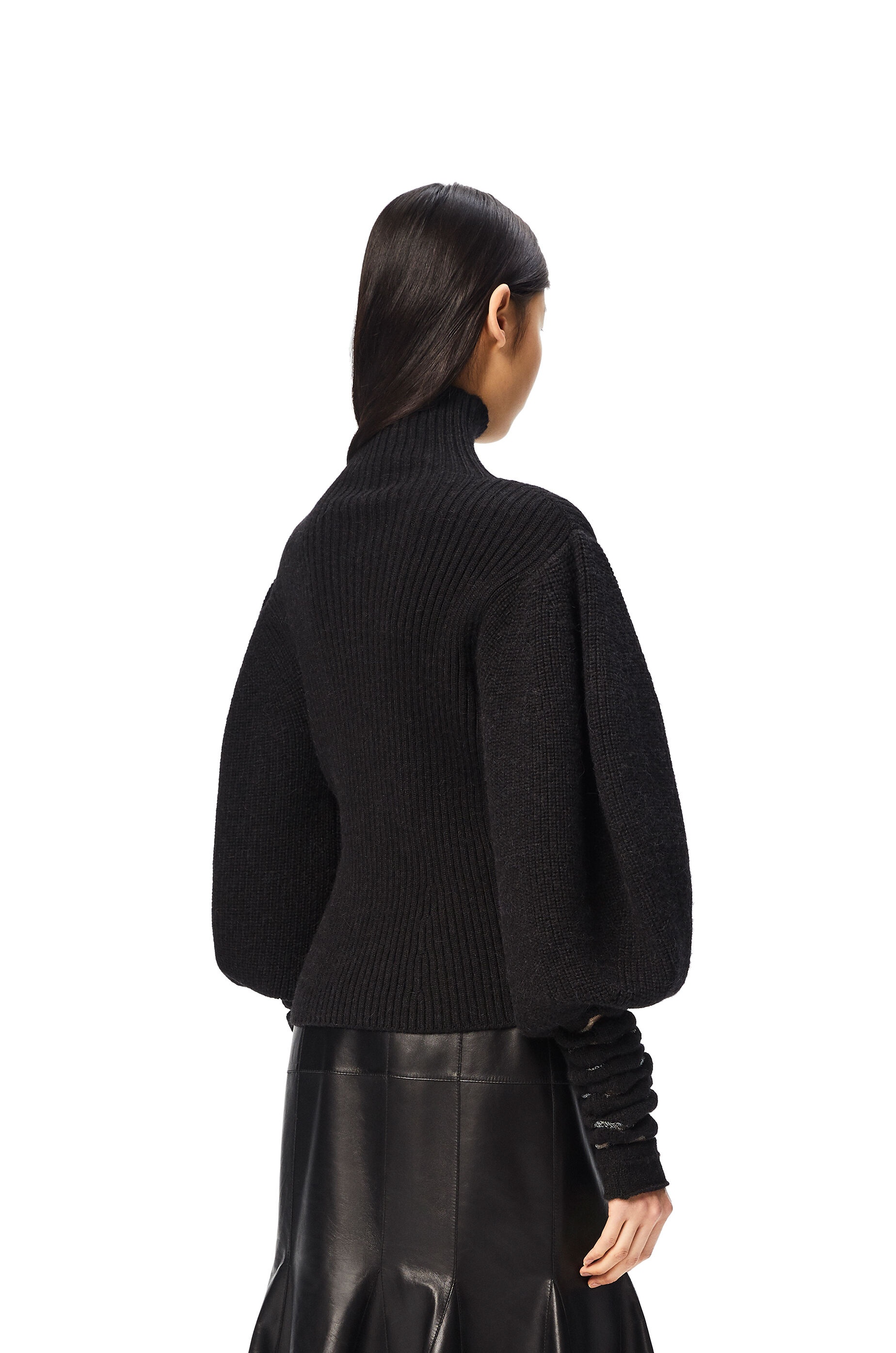 Mesh cuff sweater in wool and alpaca - 4