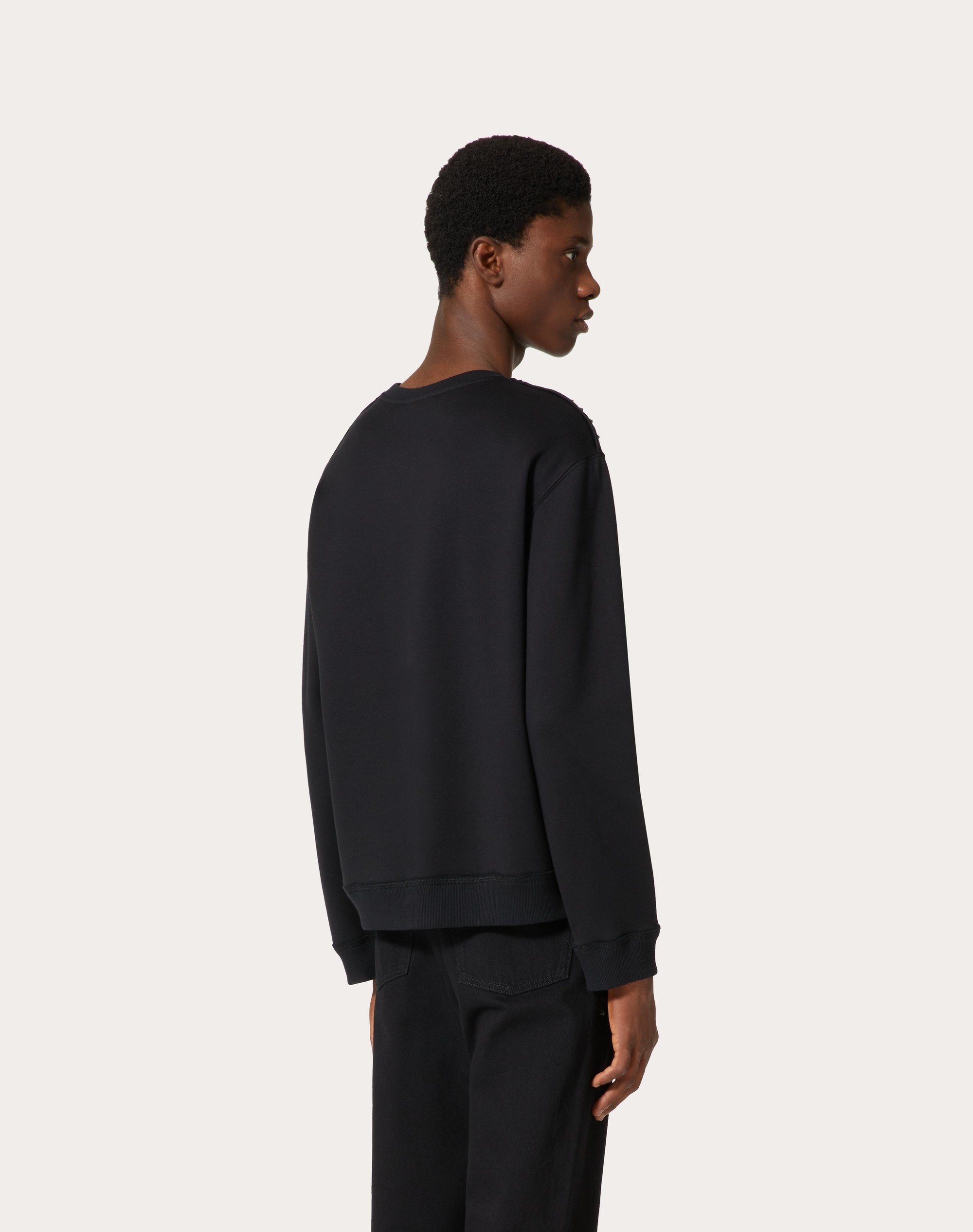 COTTON CREWNECK SWEATSHIRT WITH BLACK UNTITLED STUDS - 4
