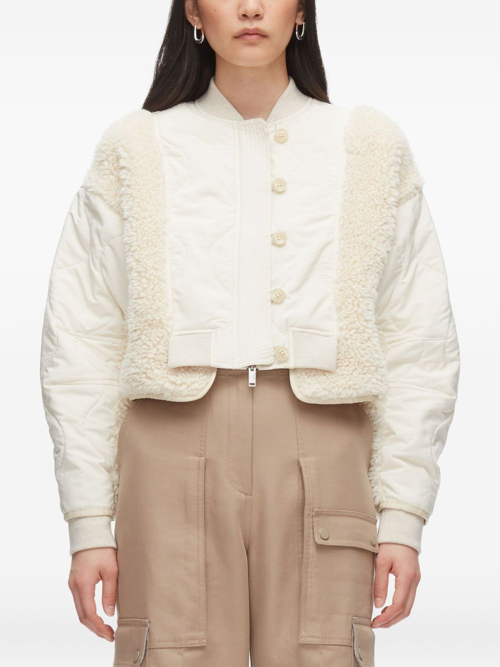 quilted teddy-panelled jacket - 3