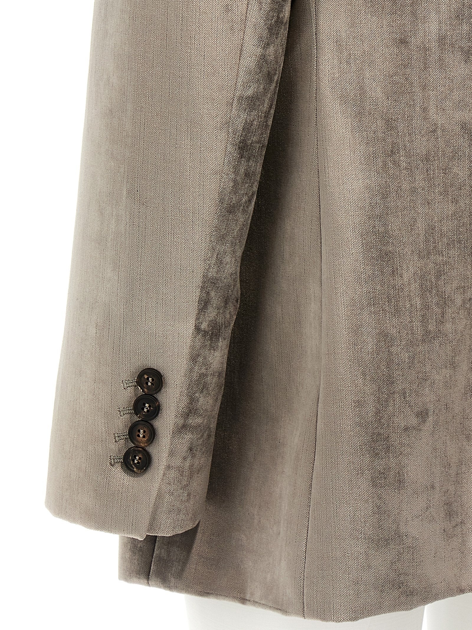 Single-Breasted Chenille Blazer Blazer And Suits Gray - 4