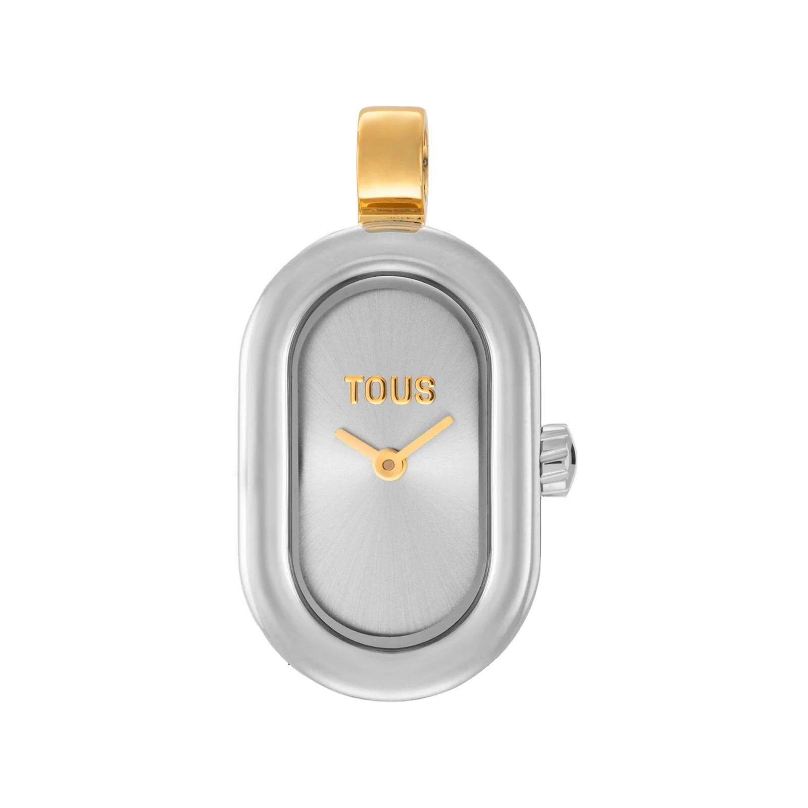 Steel and gold-colored steel analog pendant Watch Hold Oval - 1
