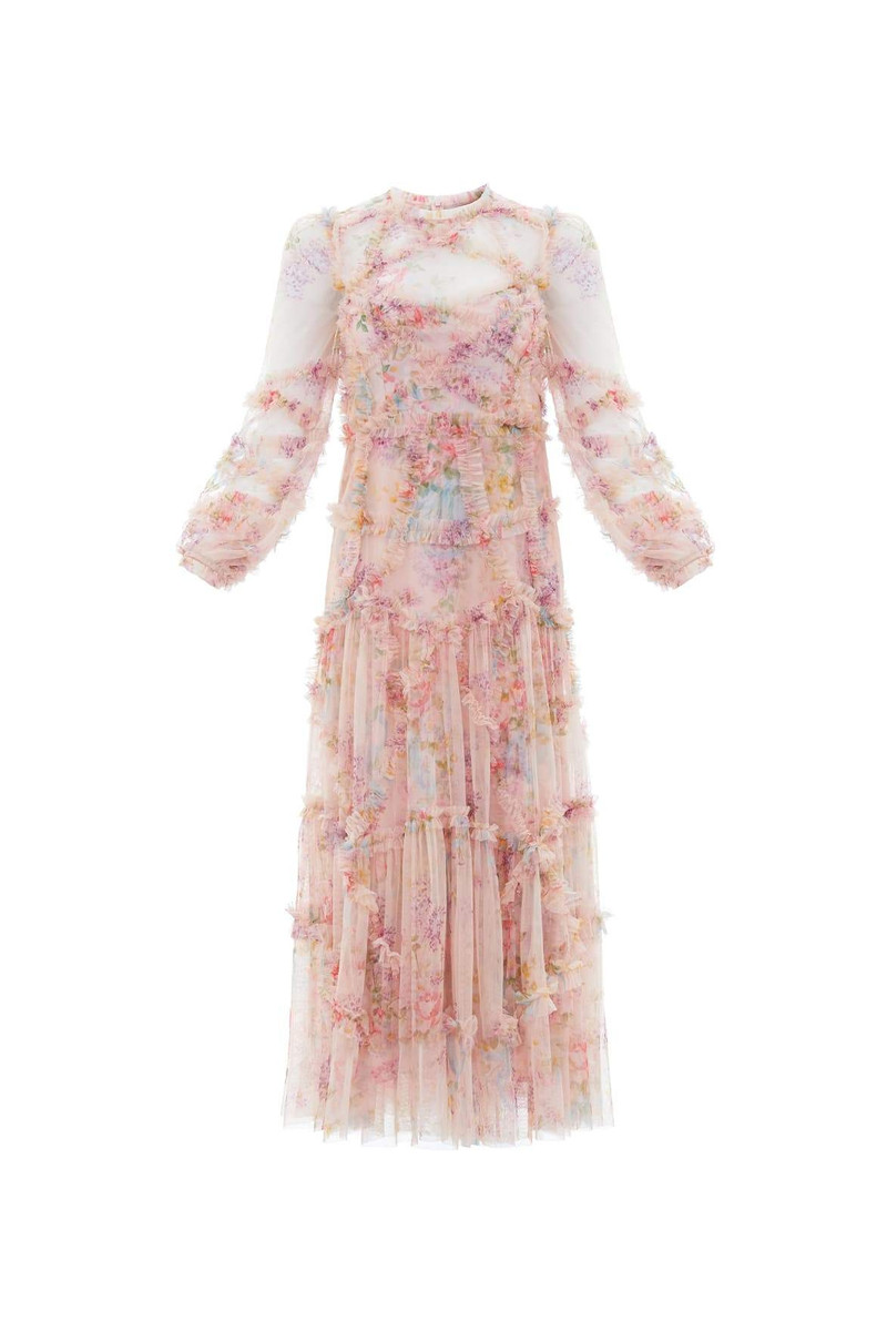 Needle & Thread Floral Diamond Ruffle Ballerina Dress outlook