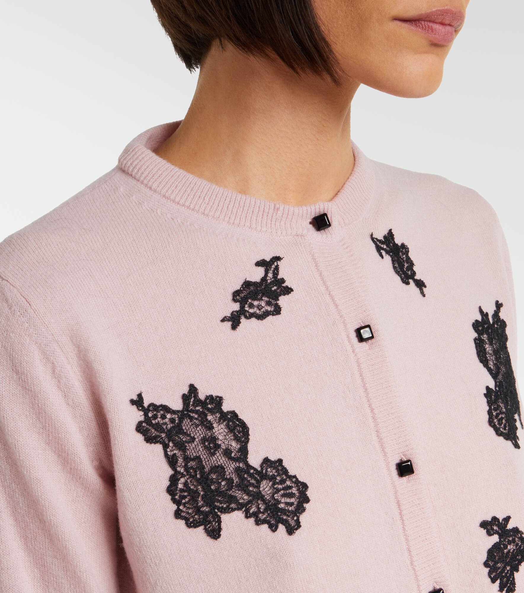 Shearling-trimmed virgin wool cardigan - 4