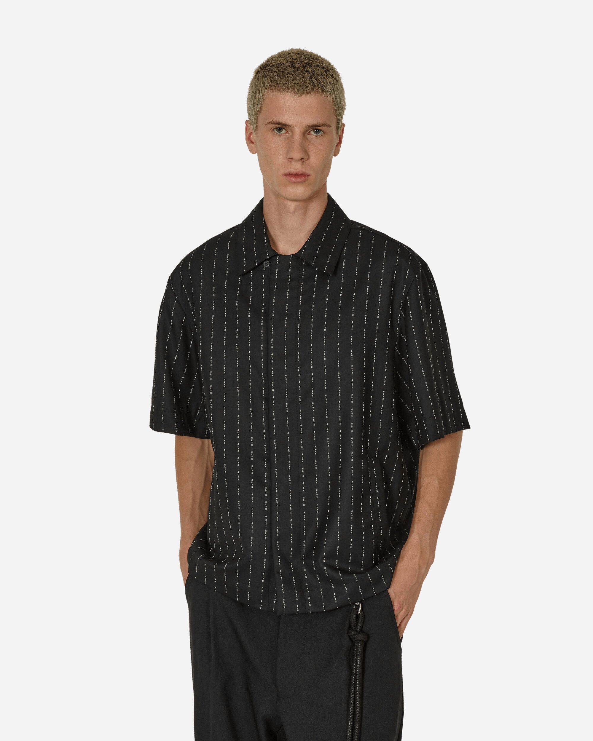 Pinstripe Shortsleeve Shirt Black - 1