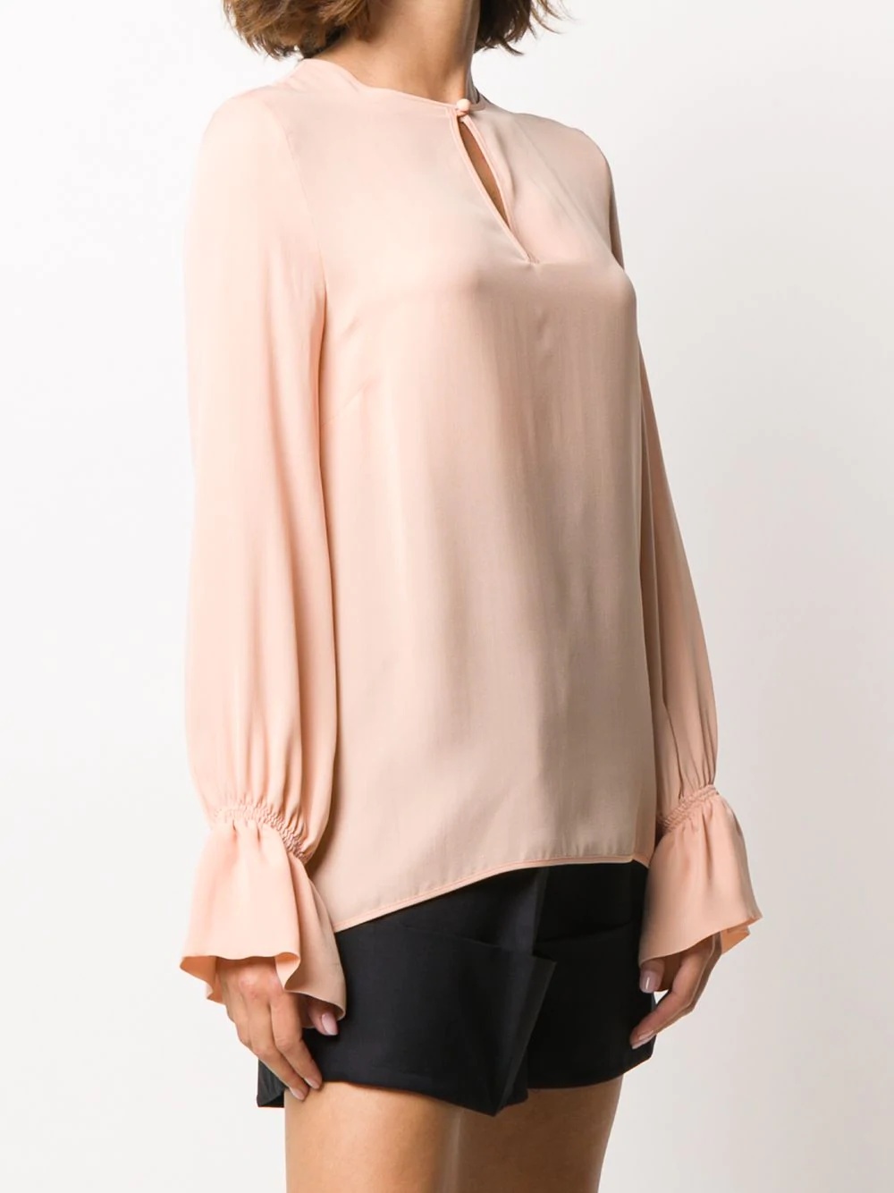 front slit silk blouse - 3