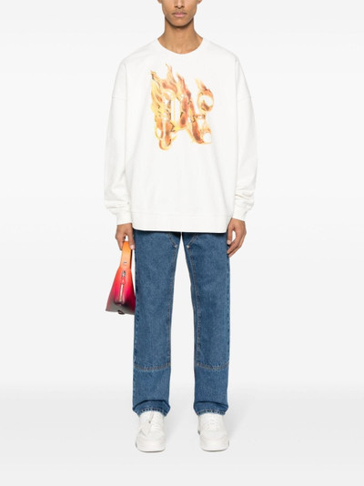 Palm Angels logo-flame print sweatshirt outlook