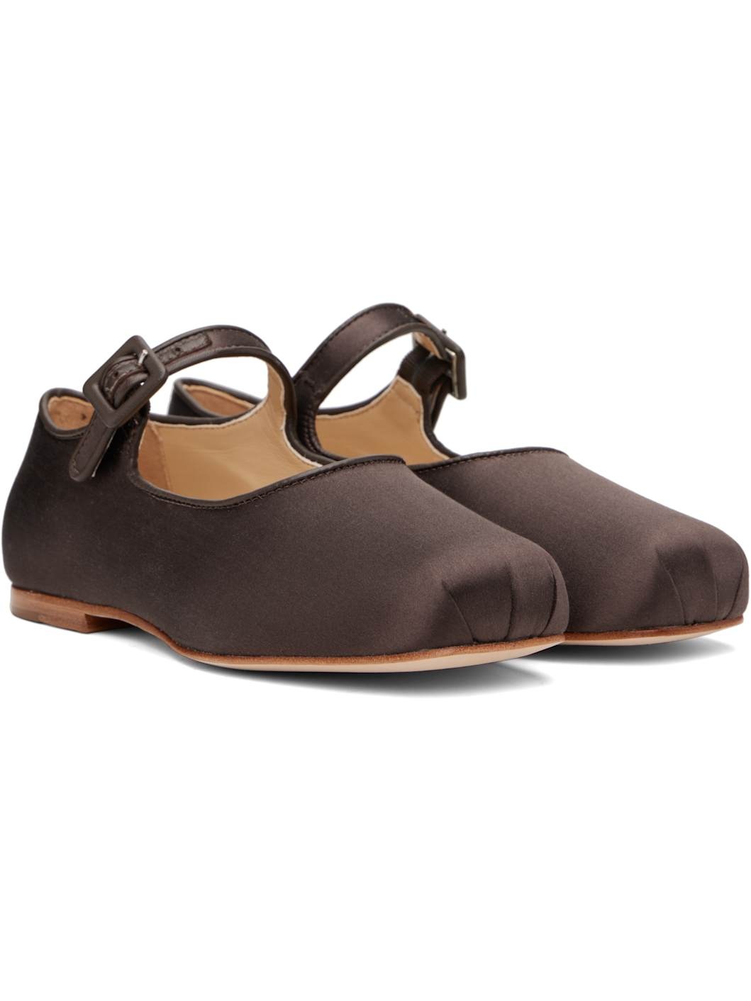 Brown Mary Jane Pointe Ballerina Flats - 4