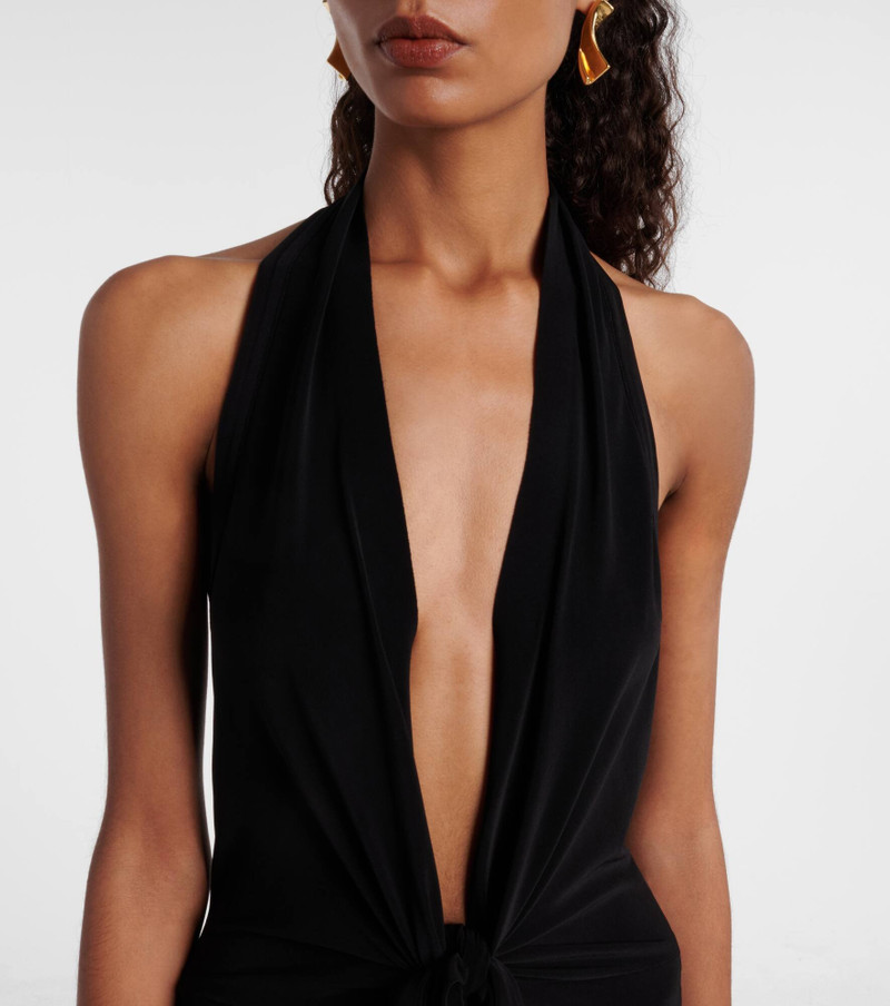 Halterneck velvet midi dress 4