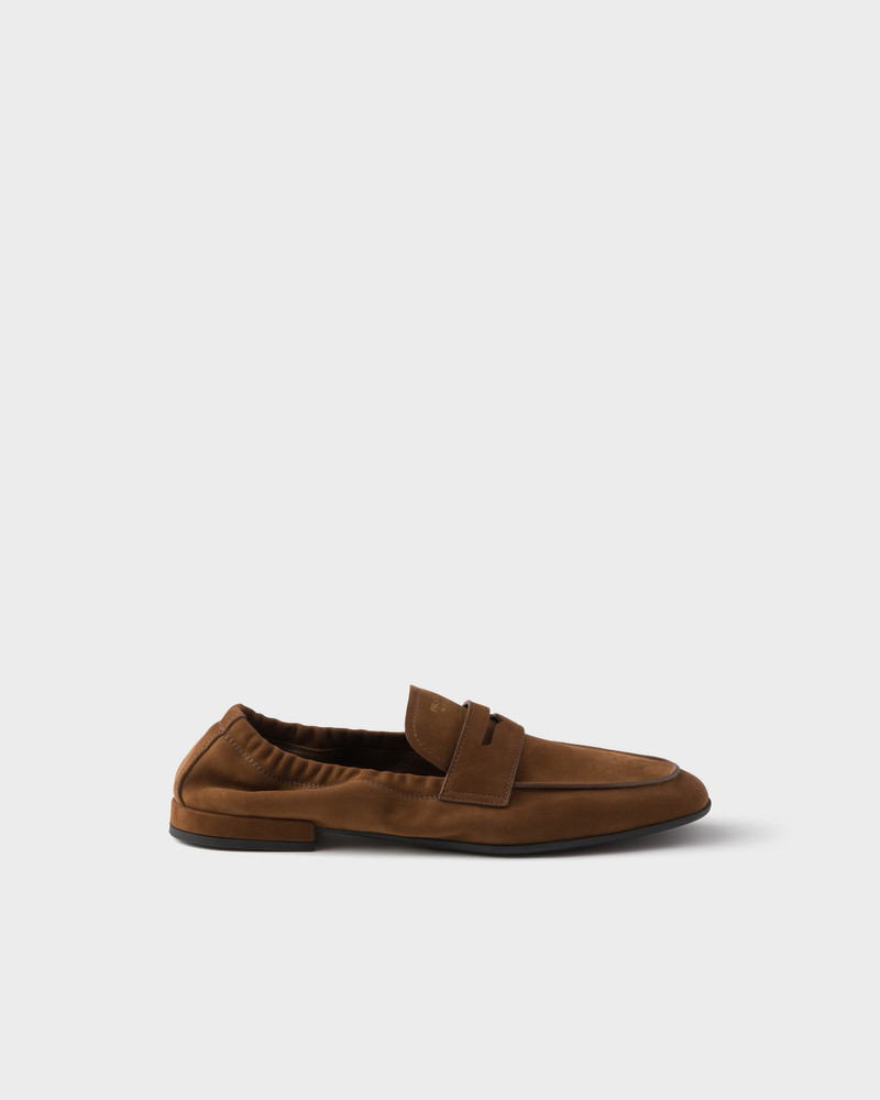 Prada Shuffle nubuck leather loafers outlook
