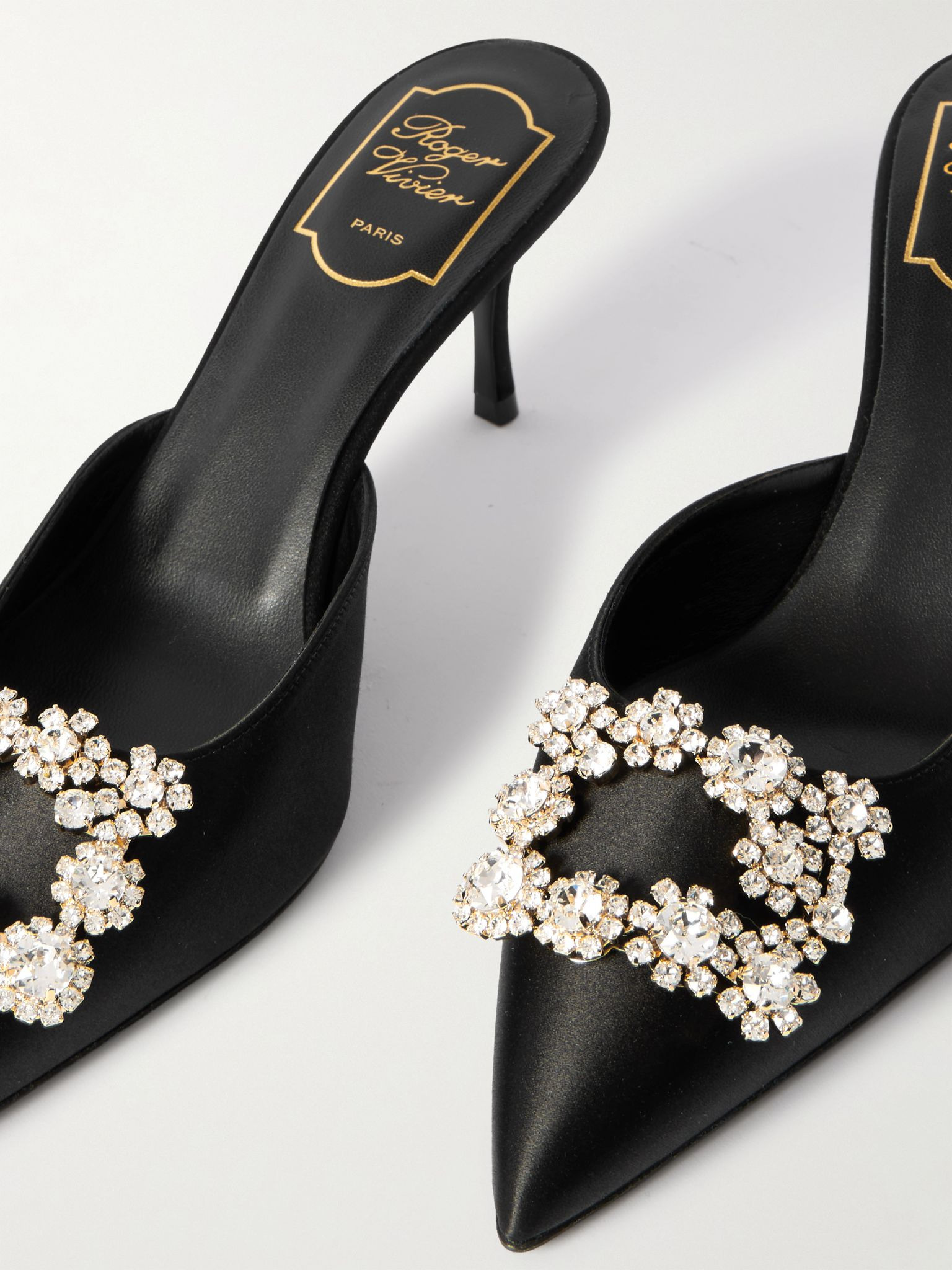 Efflorescence 65 embellished satin mules Black - 4