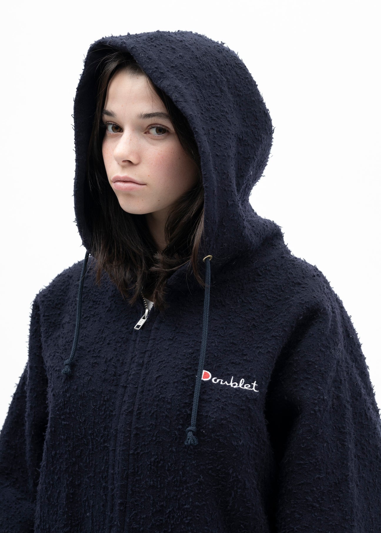 NAVY REVERSIBLE SEWING HOODIE - 2