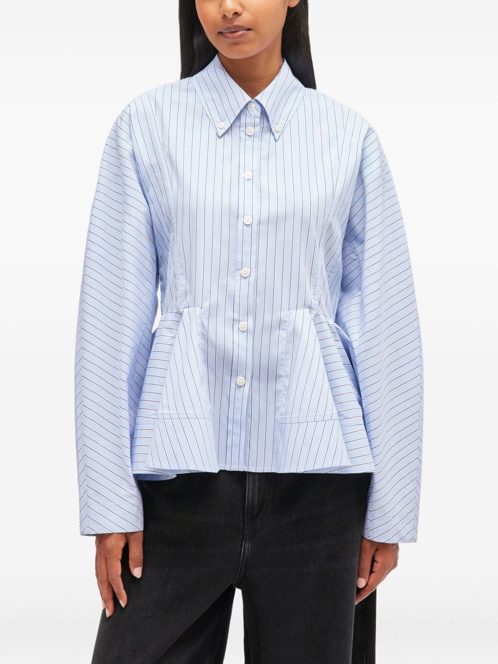 stripe peplum cotton shirt - 3