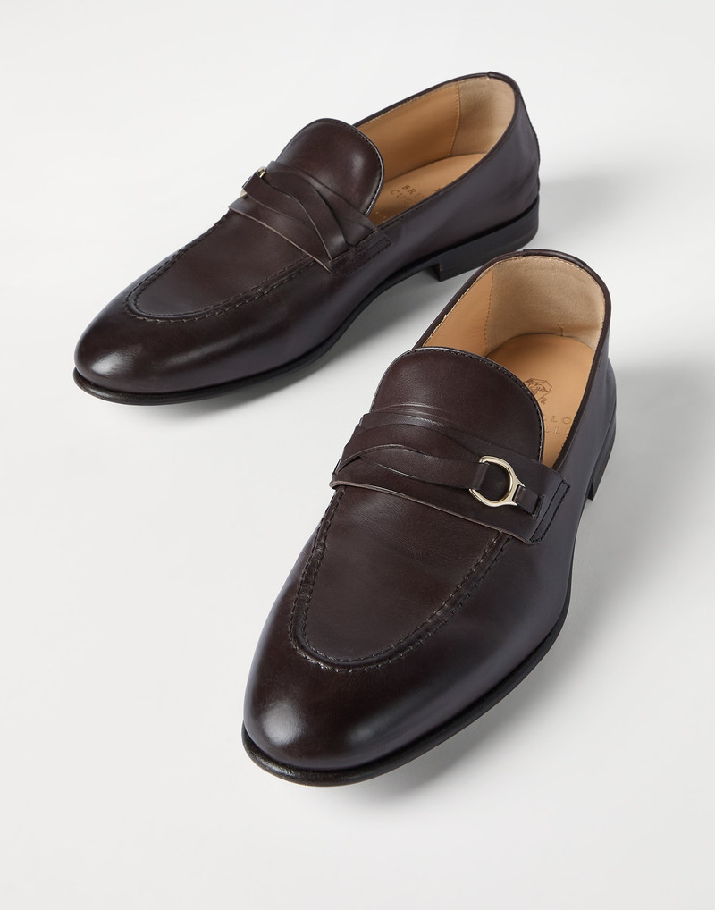 Soft waxed calfskin loafers with bit detail 4