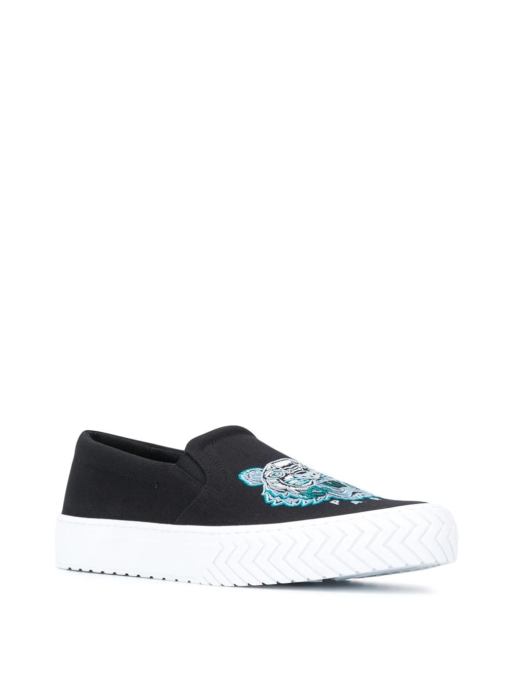 tiger embroidered motif slip-on trainers - 2