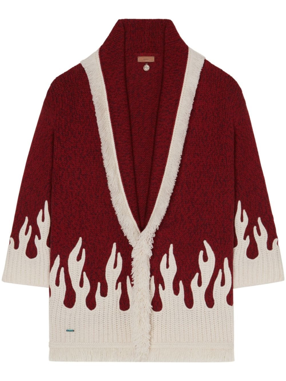 flame-motif wool-blend cardigan - 1