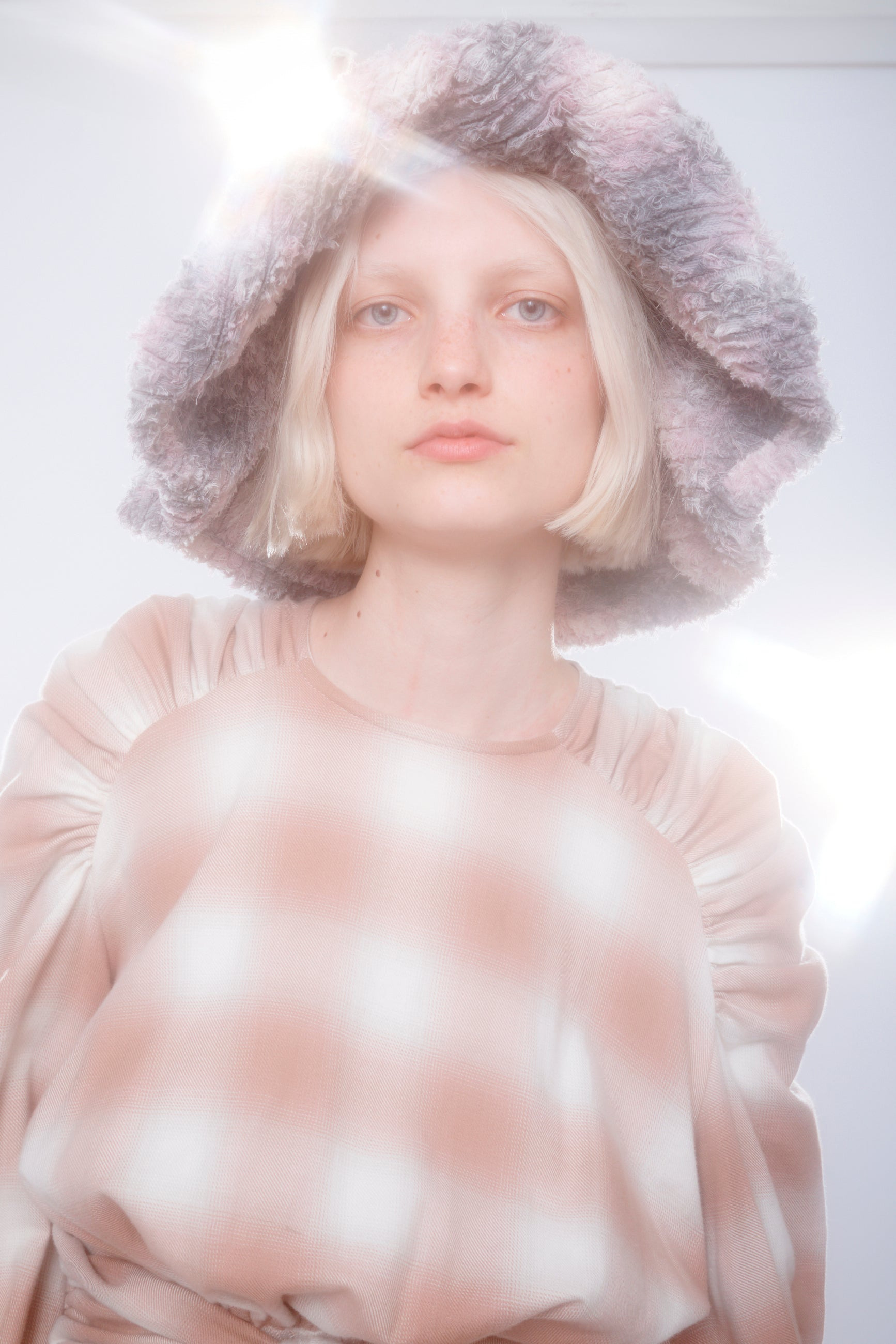 LAVENDER PLAID CLYDE X COLLINA STRADA MALA HAT - 4