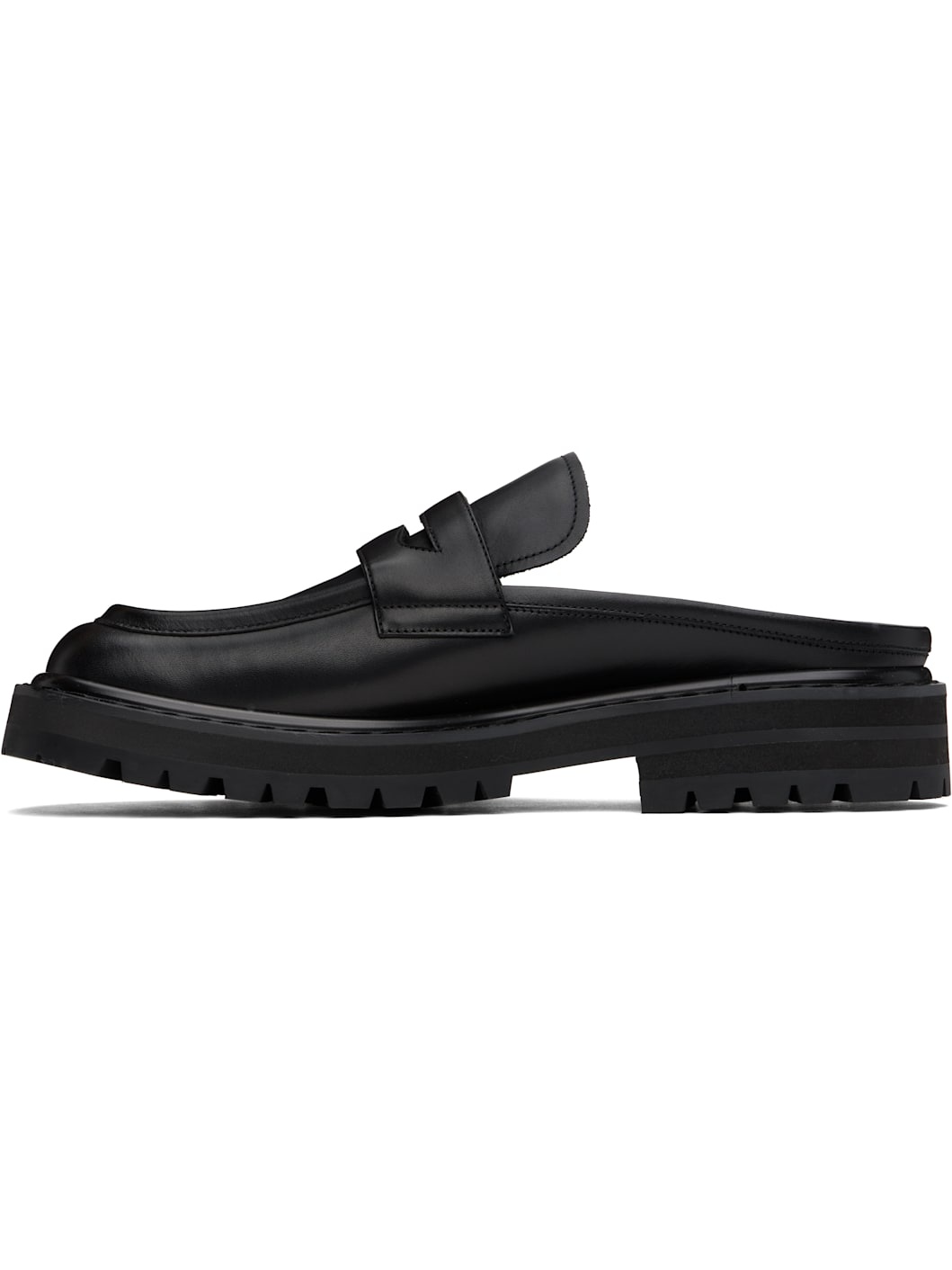 Black Leather Piercing 2.0 Chunky Slip-on Loafers - 4