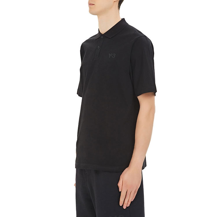 Men's Y-3 Casual Solid Color Cotton Polo Shirt Black FN3355 - 5