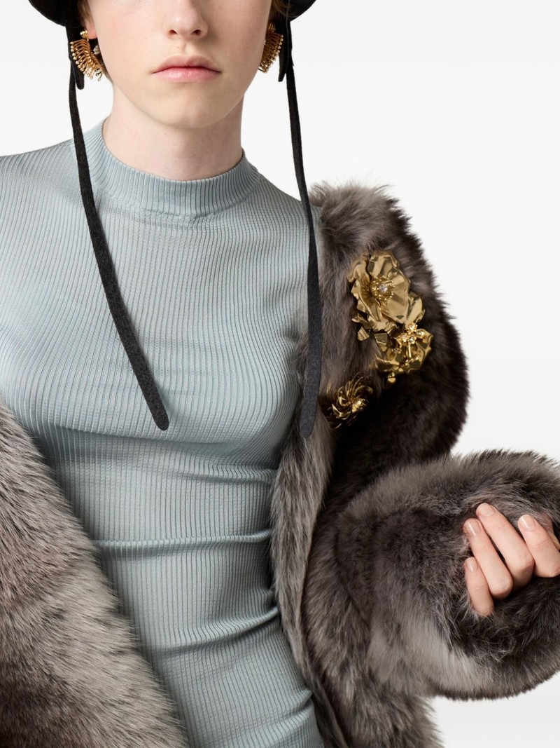 Miu Miu ribbed logo-patch T-shirt outlook