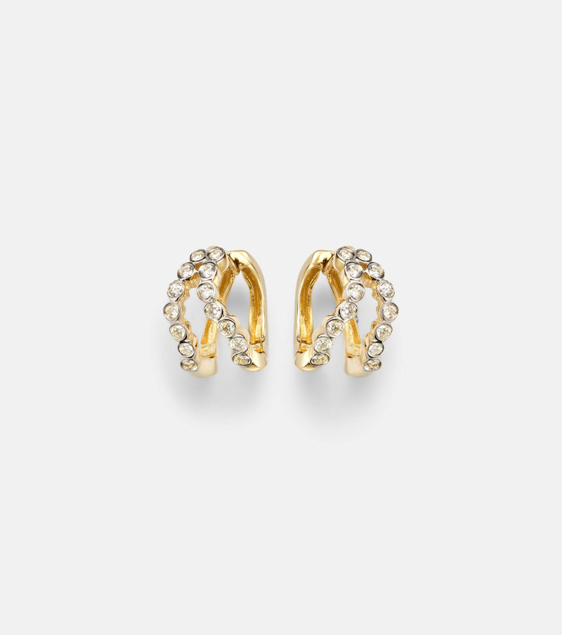 Wave 14kt gold (585/1000) huggie earrings with diamonds 1