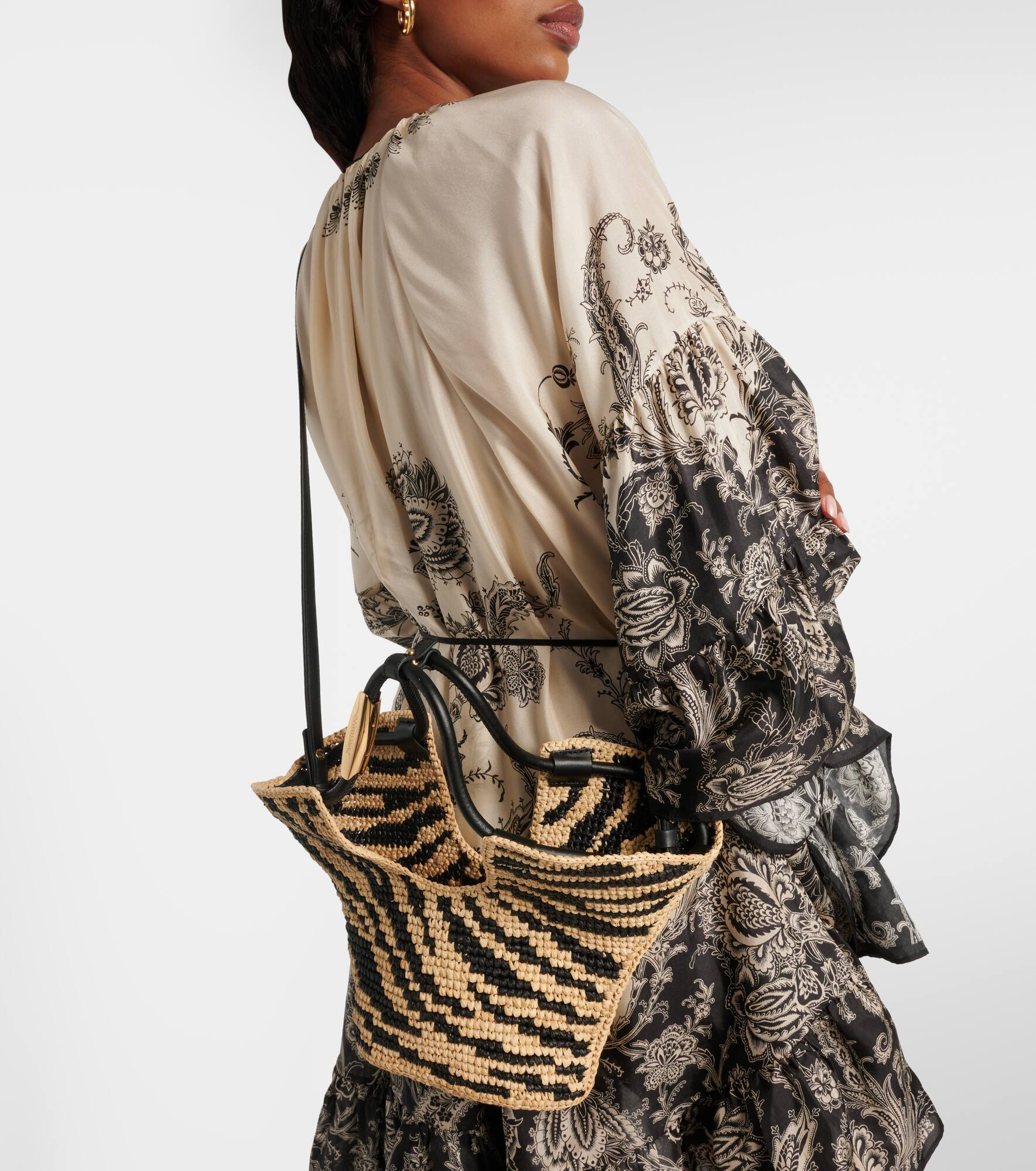 Goldentime raffia tote bag - 7