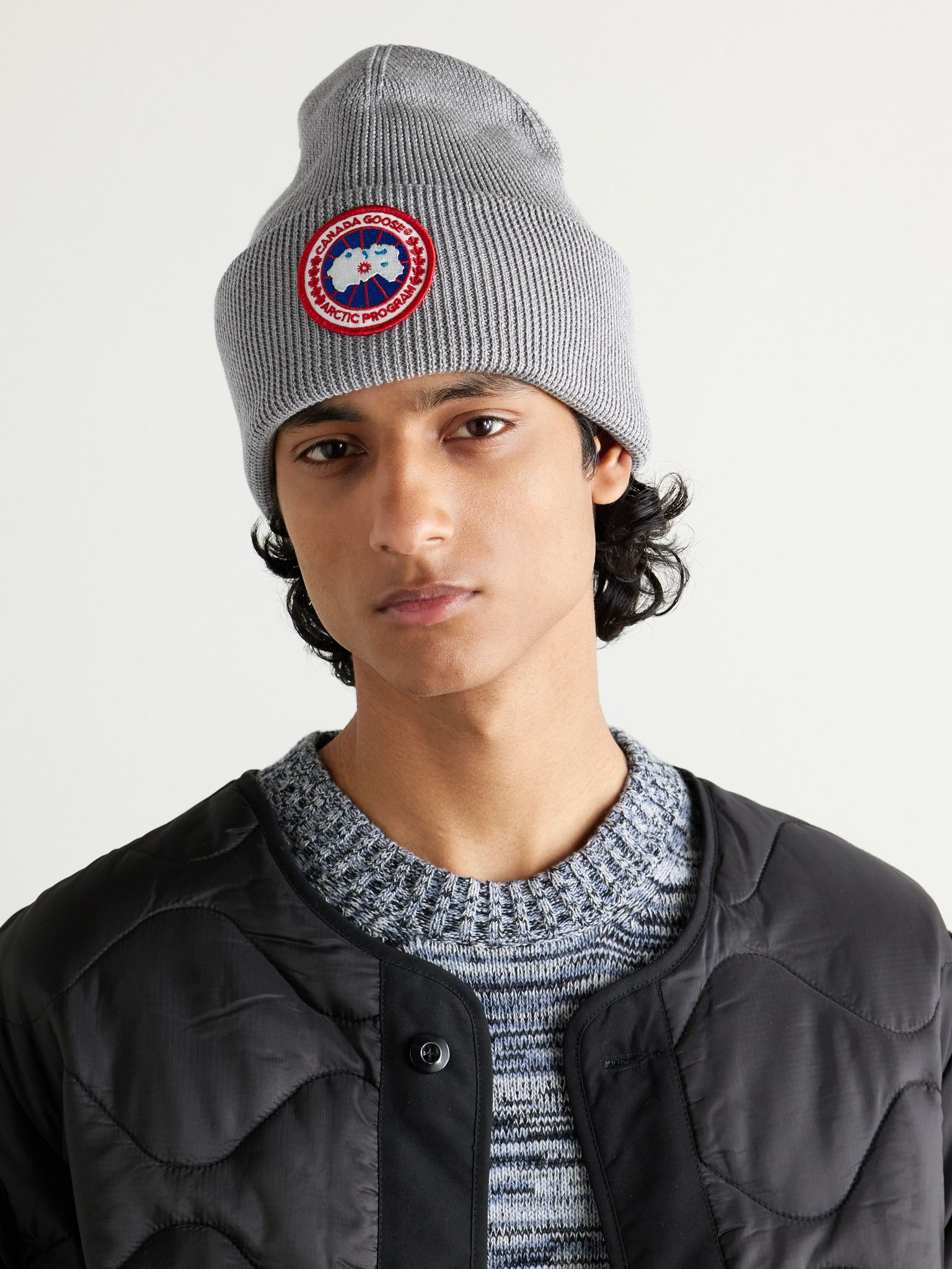 Logo-Appliquéd Merino Wool Beanie Gray - 2
