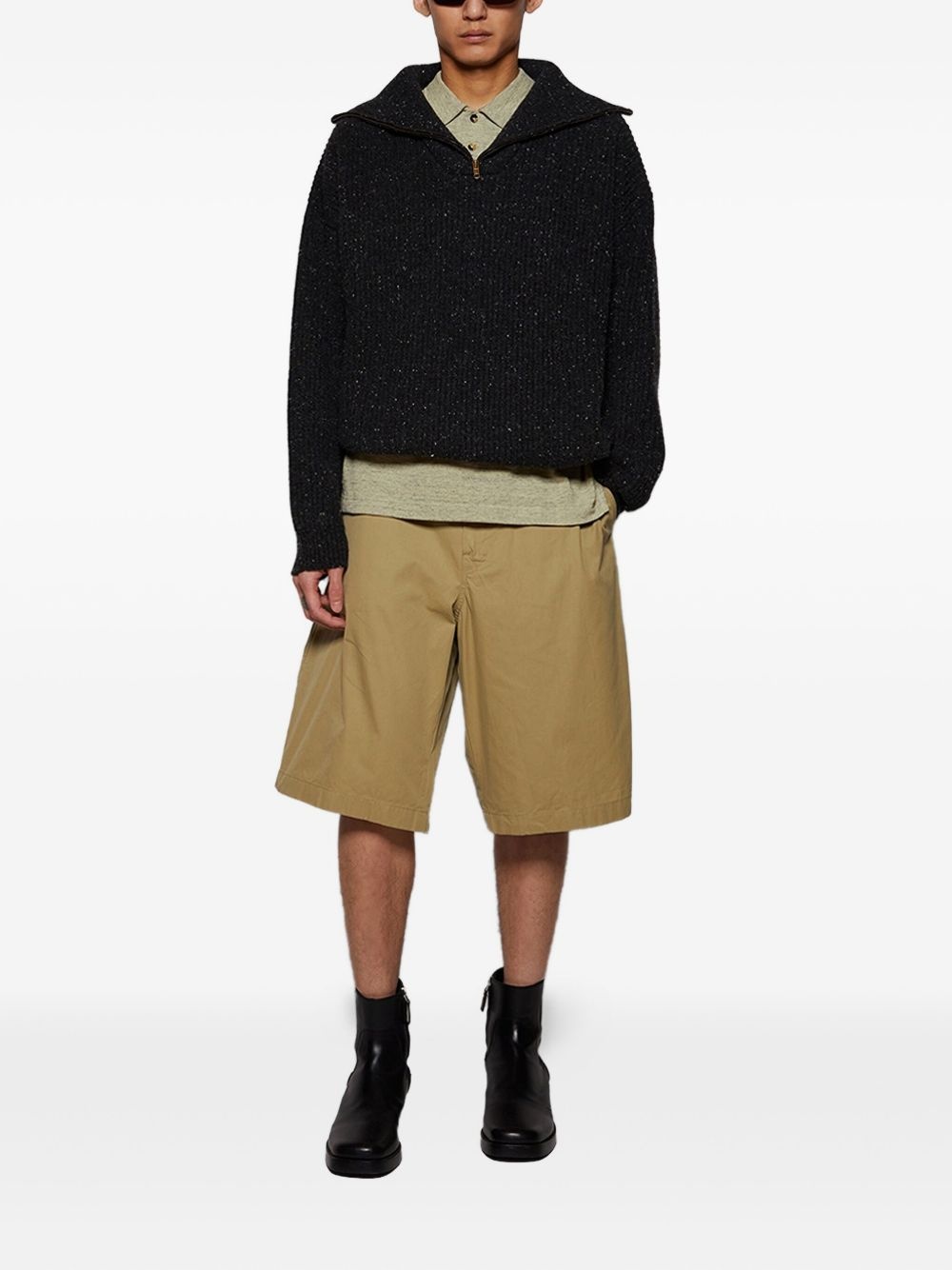 zip-neck textured knit sweater - 2