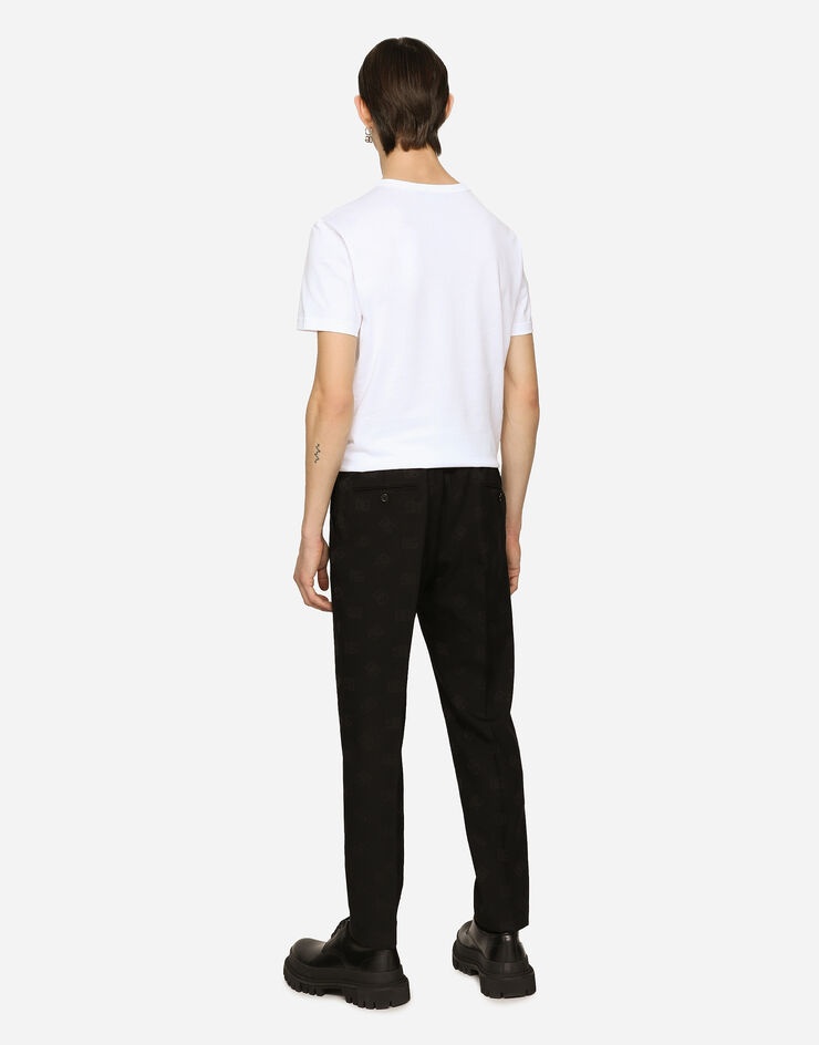 Stretch wool jacquard pants with DG Monogram design - 3