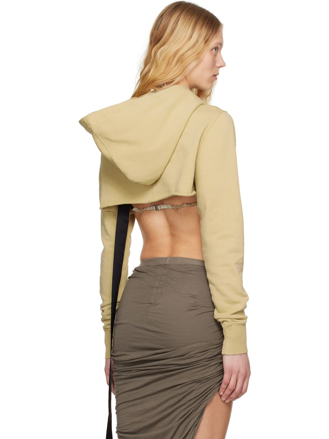 Beige Hollywood Cropped Hoodie - 3