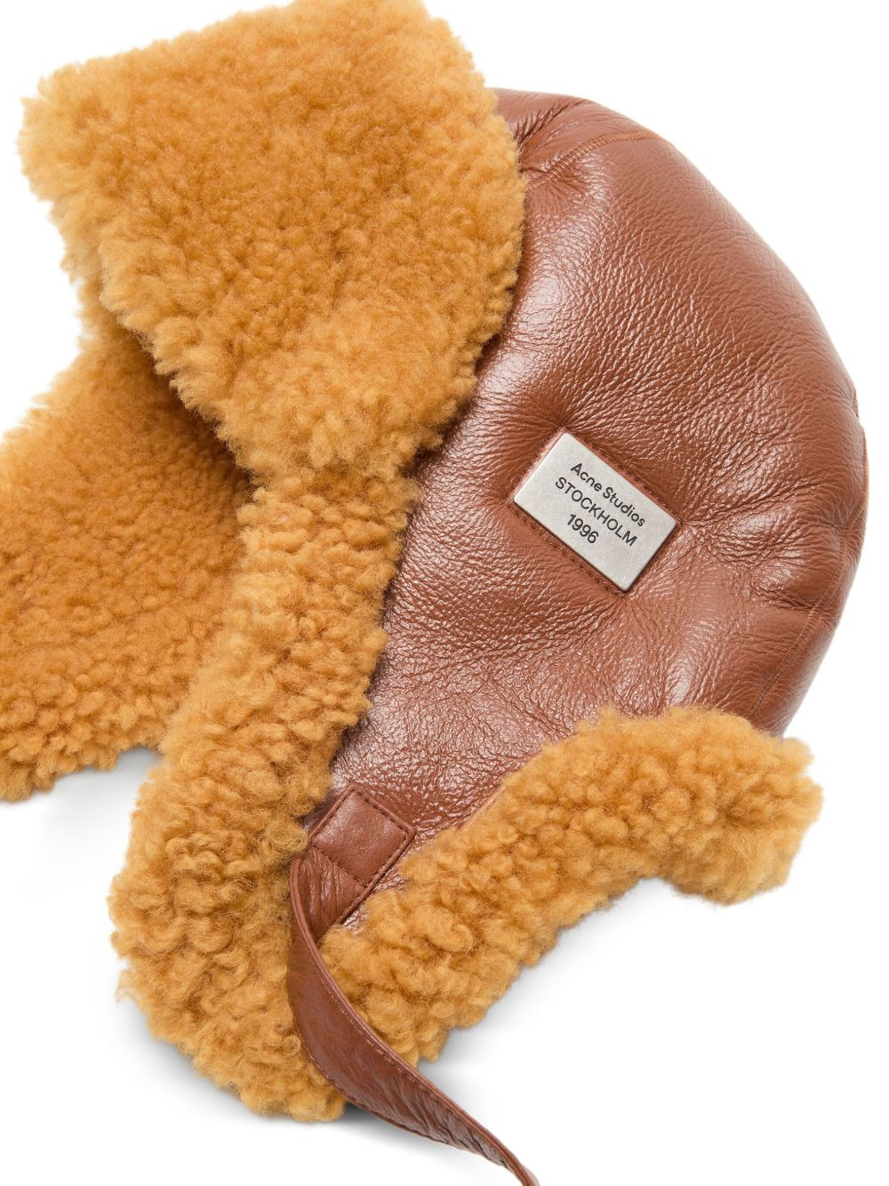 leather shearling hat - 3