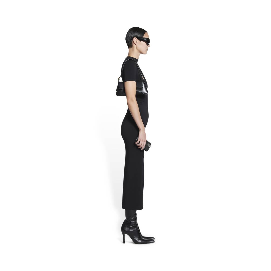 Women's Superlong Stretch Dress in Black - 3