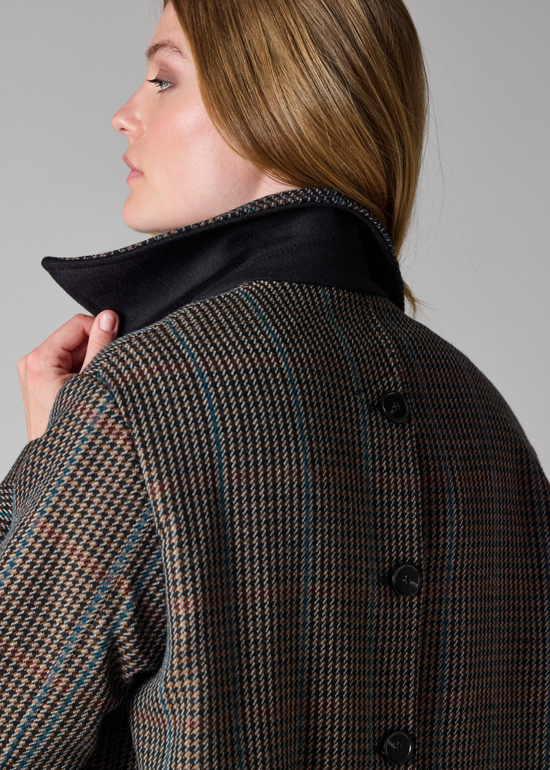 Women's Brown Multi-Houndstooth Wool-Blend Coat 8