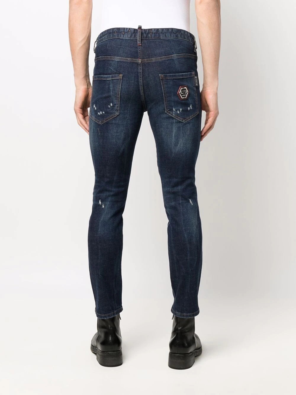 distressed skinny-cut jeans - 4