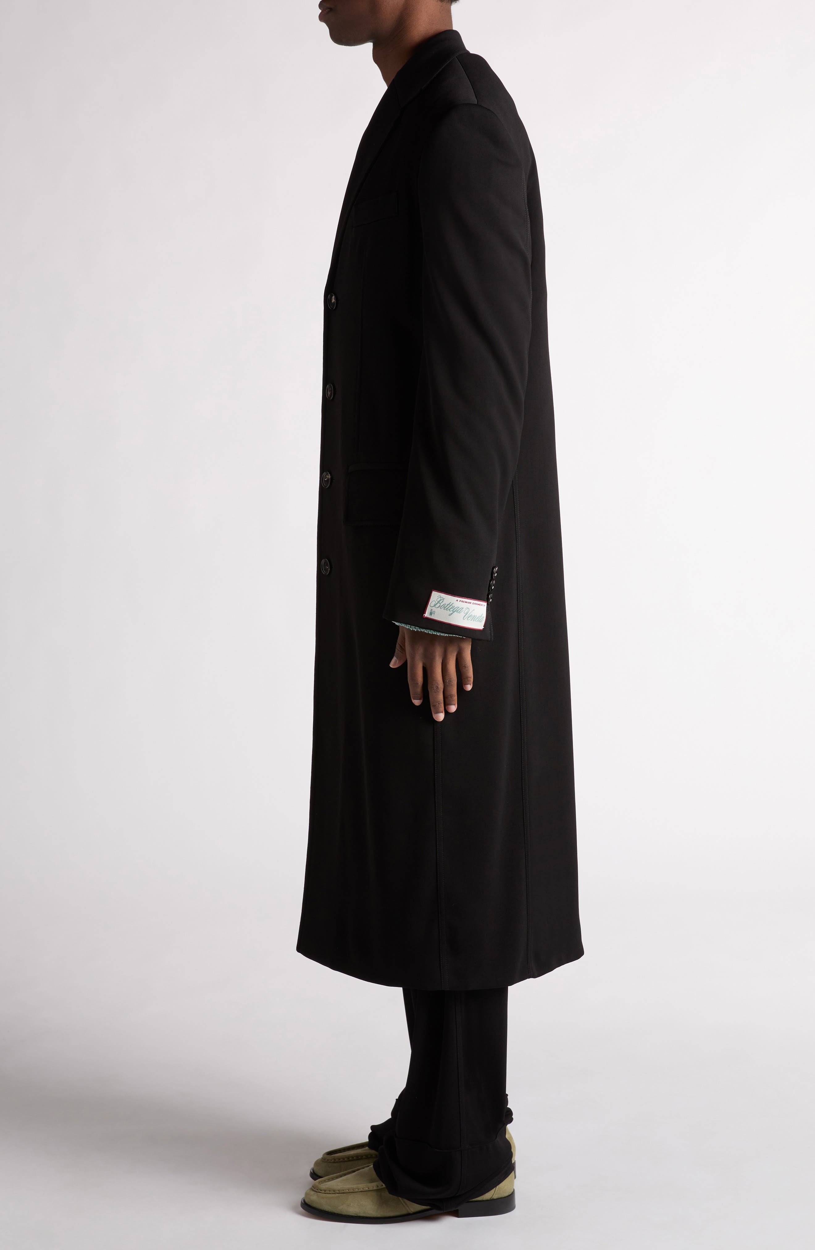 Bottega Veneta Fluid Matte Jersey Topcoat in 1000 Black at Nordstrom - 4