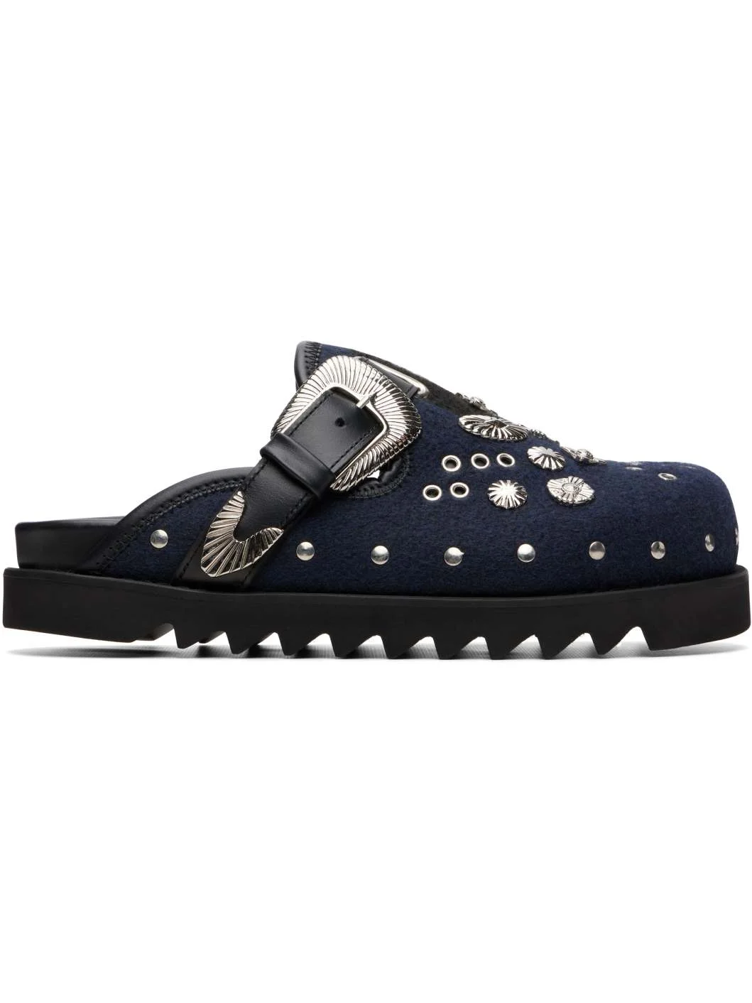 SSENSE Exclusive Navy & Black Eyelet Metal Sabot Slip-on Loafers - 1